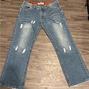 Remetee Boyfriend Jeans - Men’s Size 38 - Medium Wash Distressed Denim